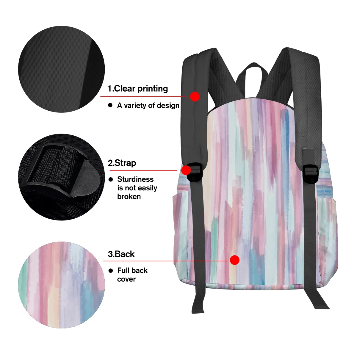 Mochilas impermeáveis com listras de arco-íris, mochila escolar multi-bolso para meninos e meninas estudantis, laptop e livro para mulheres e homens