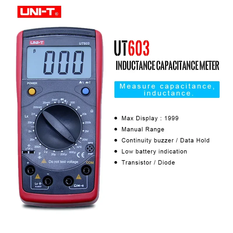 UNI-T UT603 Inductance Capacitance Resistance Tester LCR Diode Handheld Ohmmeter Transistor Test LCD