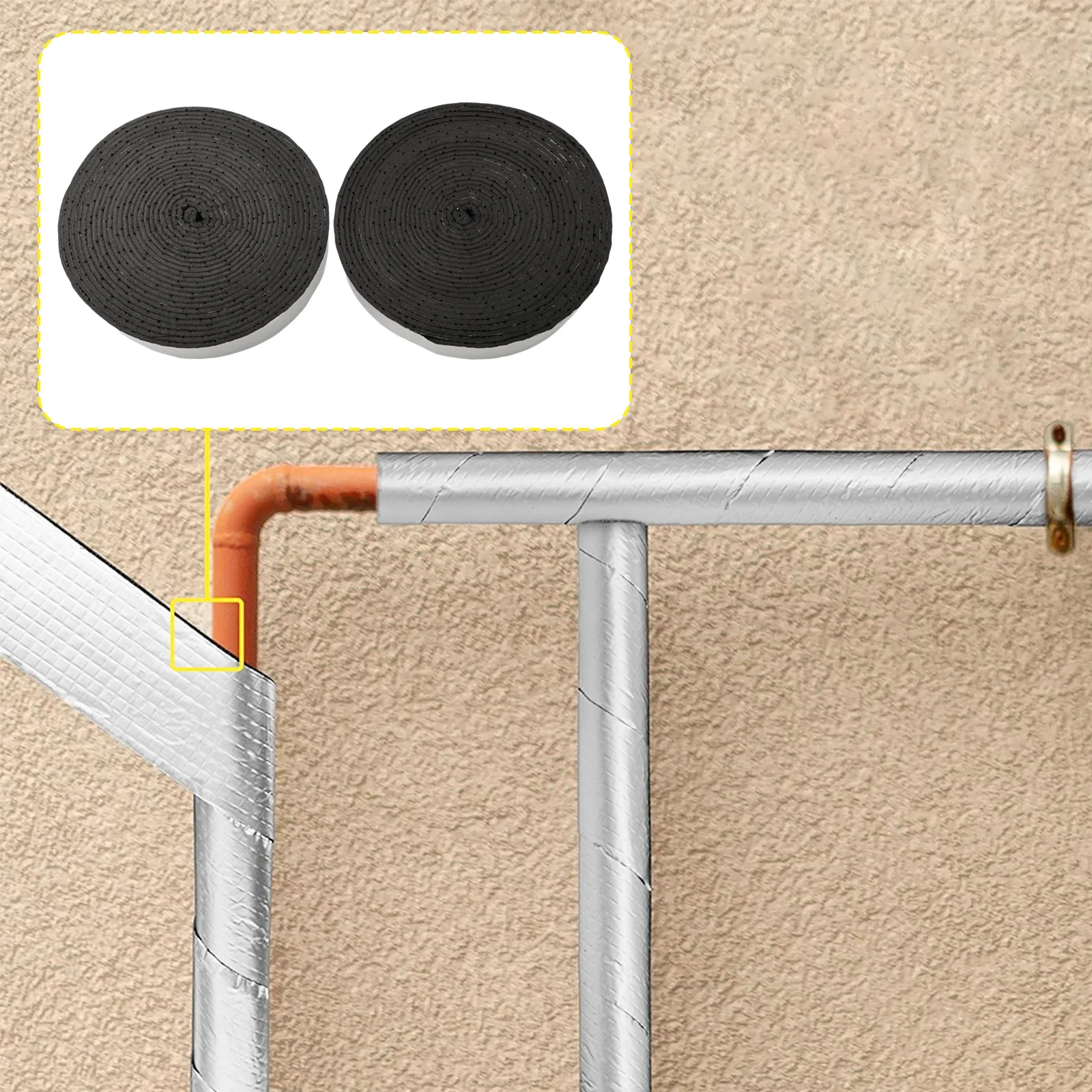 Aluminum Foil Tape 0.2 Inches In Thick Pipe Insulation Wrap Long-lasting Insulation Waterproof Weather Resistance