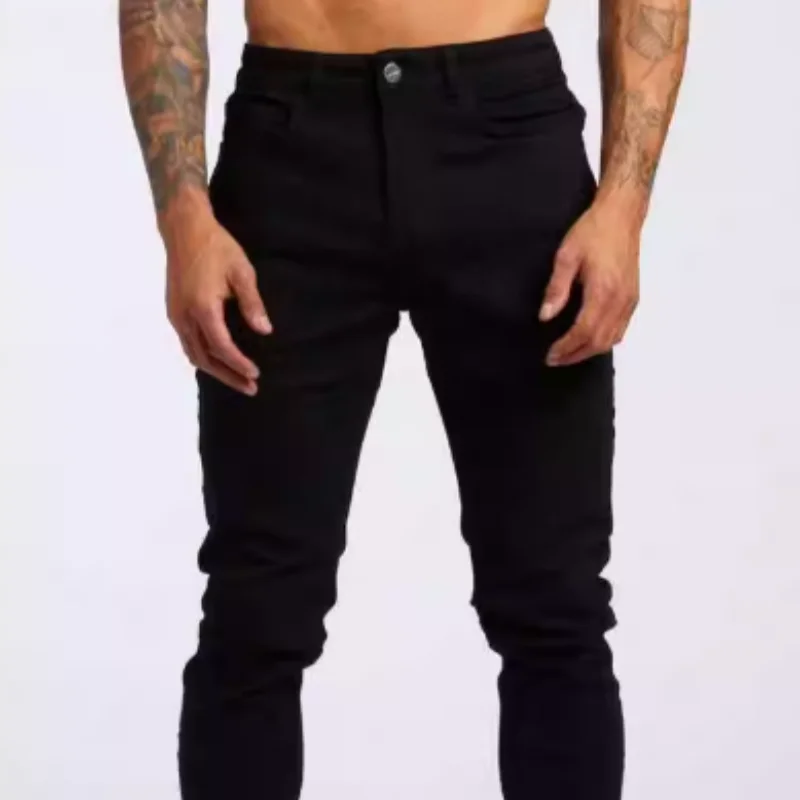 

2220. Весенние новые мужские облегающие классические джинсы скинни. Повседневные мужские джинсы скинни в уличном стиле. Мужские облегающие джинсы-карандаш синего цвета.