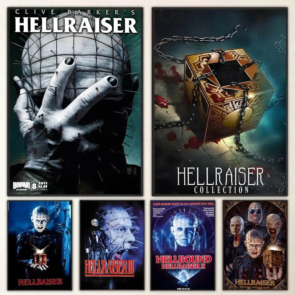 Movie Hellraiser Poster Self-adhesive Art Waterproof Paper Sticker Coffee House Bar Room Wall Decor