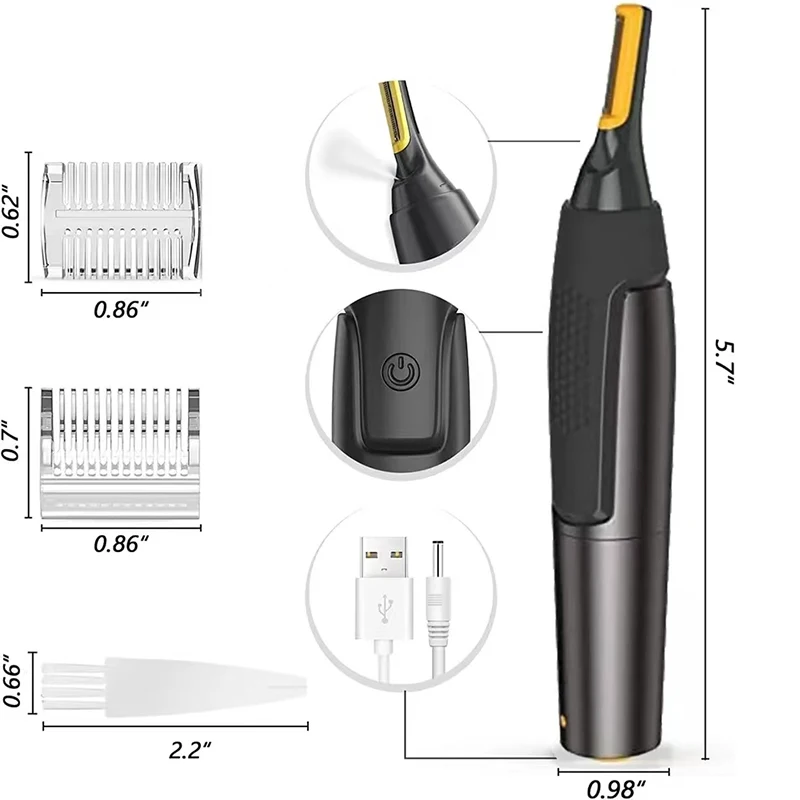 Recortador de pelo de nariz eléctrico ultrafino para hombres, Mini recortador de orejas portátil, afeitadora de pelo de nariz, resistente al agua, limpieza segura