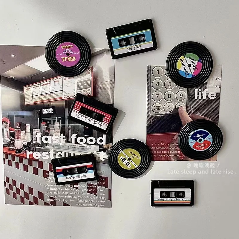 4pcs Nostalgic tape magnet set decorative magnetic tape refrigerator magnets retro magnetic tape refrigerator magnets