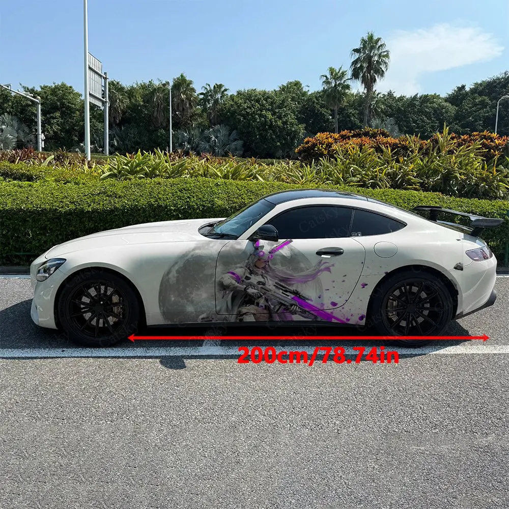 2pcs Purple Light Sci-Fi Sniper Car Side Wraps, Self-Adhesive PVC Waterproof & Scratch-Resistant Stickers, Car Accessory Gift