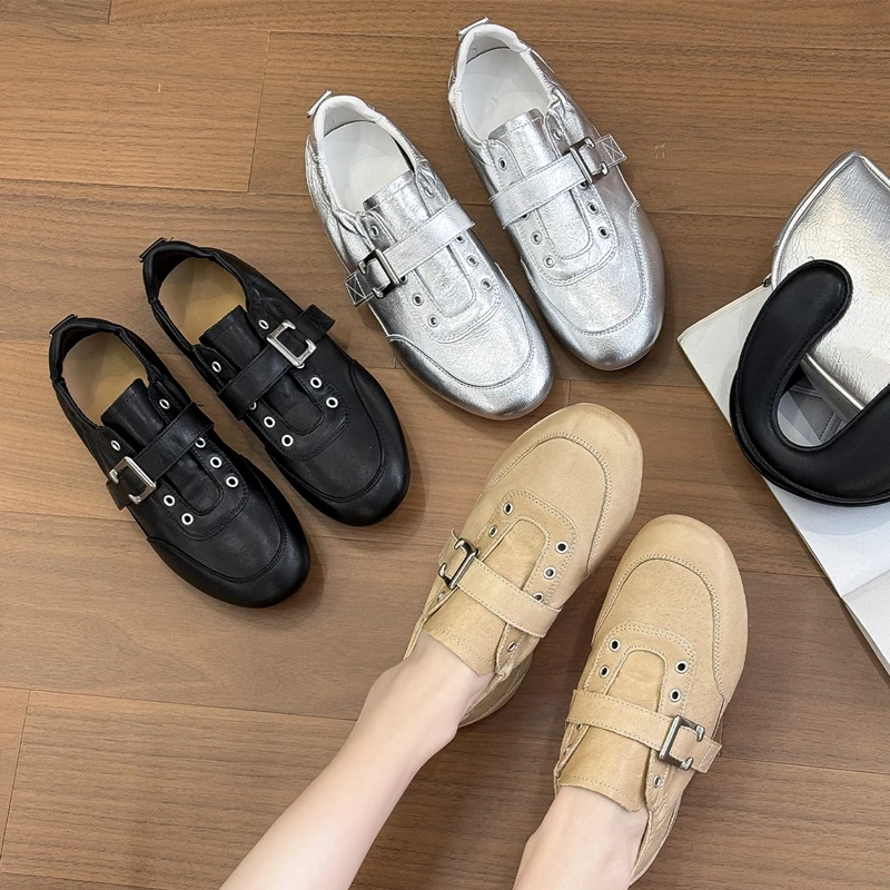 

Женские туфли AIYUQI 2026: Нескользящие низкие кроссовки-мэри-джейн в немецком стиле, большие размеры, с одним ремешком