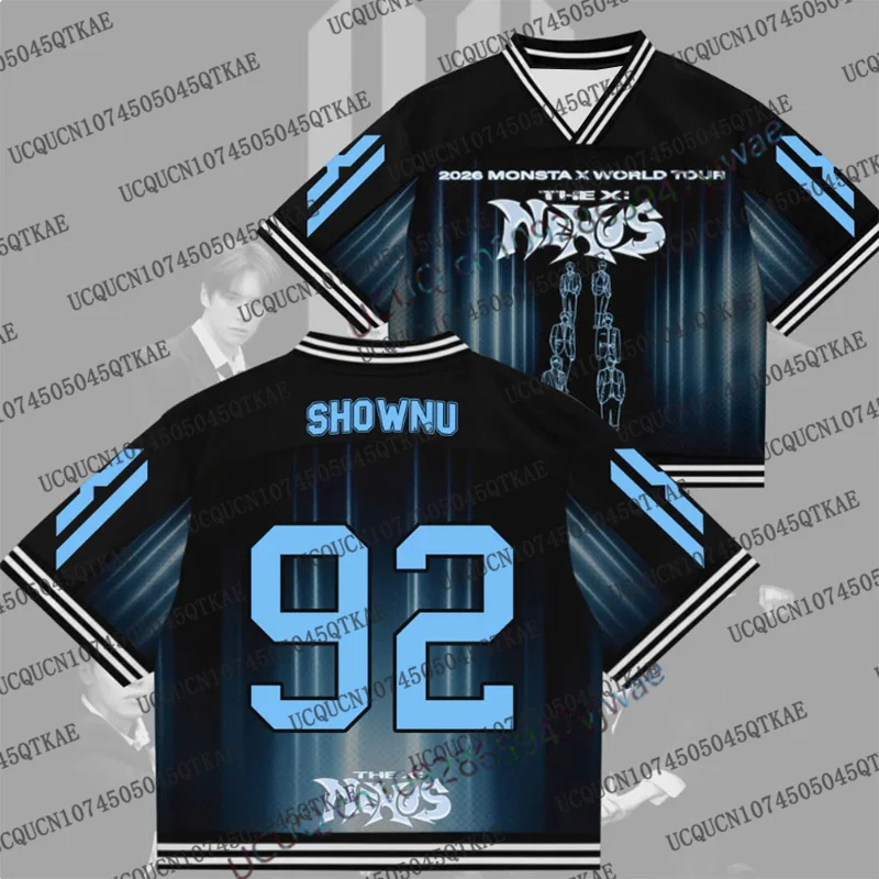 Camiseta Monsta X World Tour Unissex para Fãs, T-Shirt Hip Hop Streetwear Harajuku Kpop Shownu Comeback 2026, Camiseta para Pais e Filhos