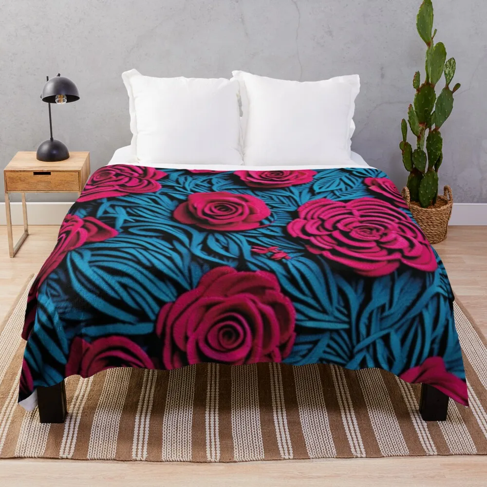 

Desenho crochê flores e filhas Throw Blanket Decorative Bed Blankets Heavy Blanket Luxury Designer Blanket Nap Blanket