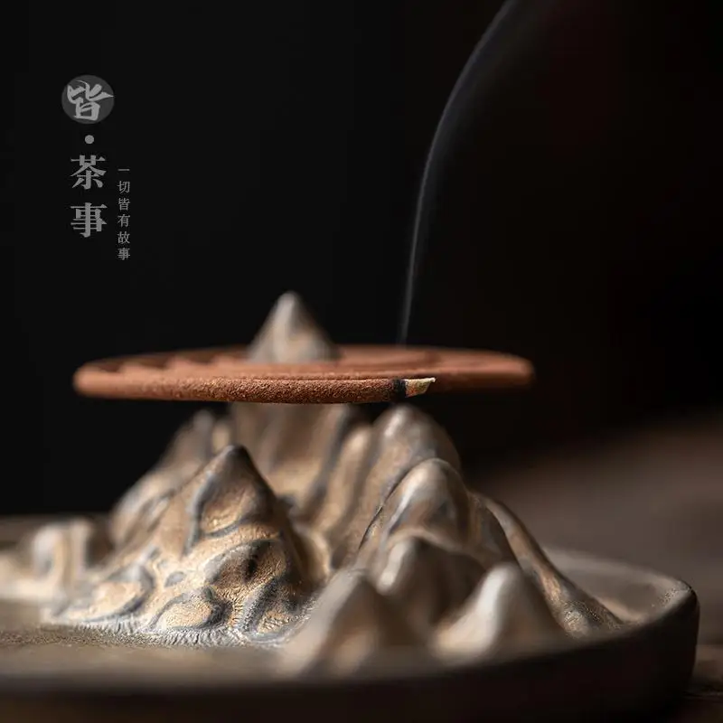 Retro Jinshan Incense Burner Joss-Stick Incense Base Sandalwood Backflow Home Indoor Aroma Burner Incense Incense Coil Sets Ince