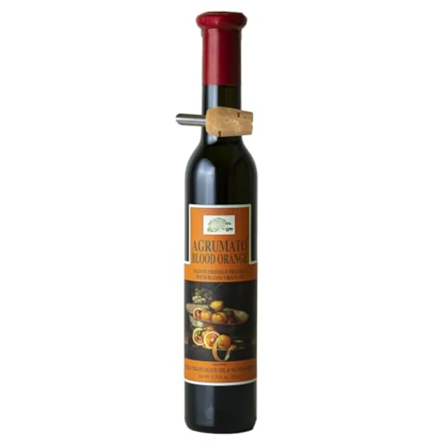 Aceite de Oliva Naranja Sanguina, Prensado en Frío, Extra Virgen Italiano con Cáscara de Cítricos Fresca, Aceite de Acabado Gourmet de Producción Limitada para Ensaladas
