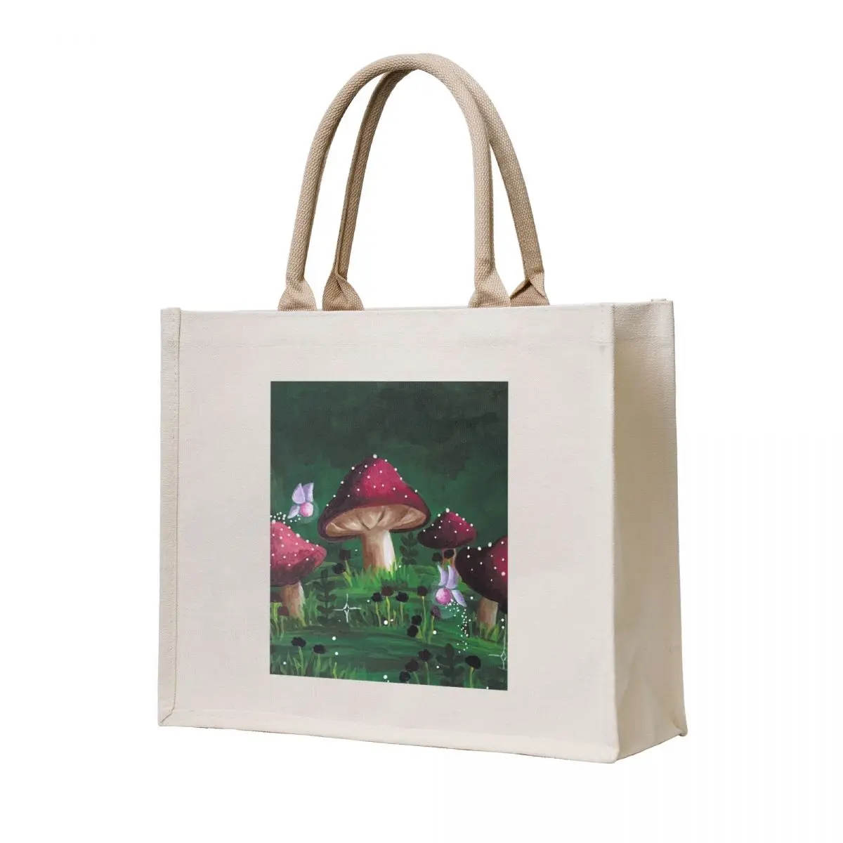 Fairies Frolicking In The Mushrooms Tote Bag tote bags aesthetic eco pack supermarket folding bag Custom bag