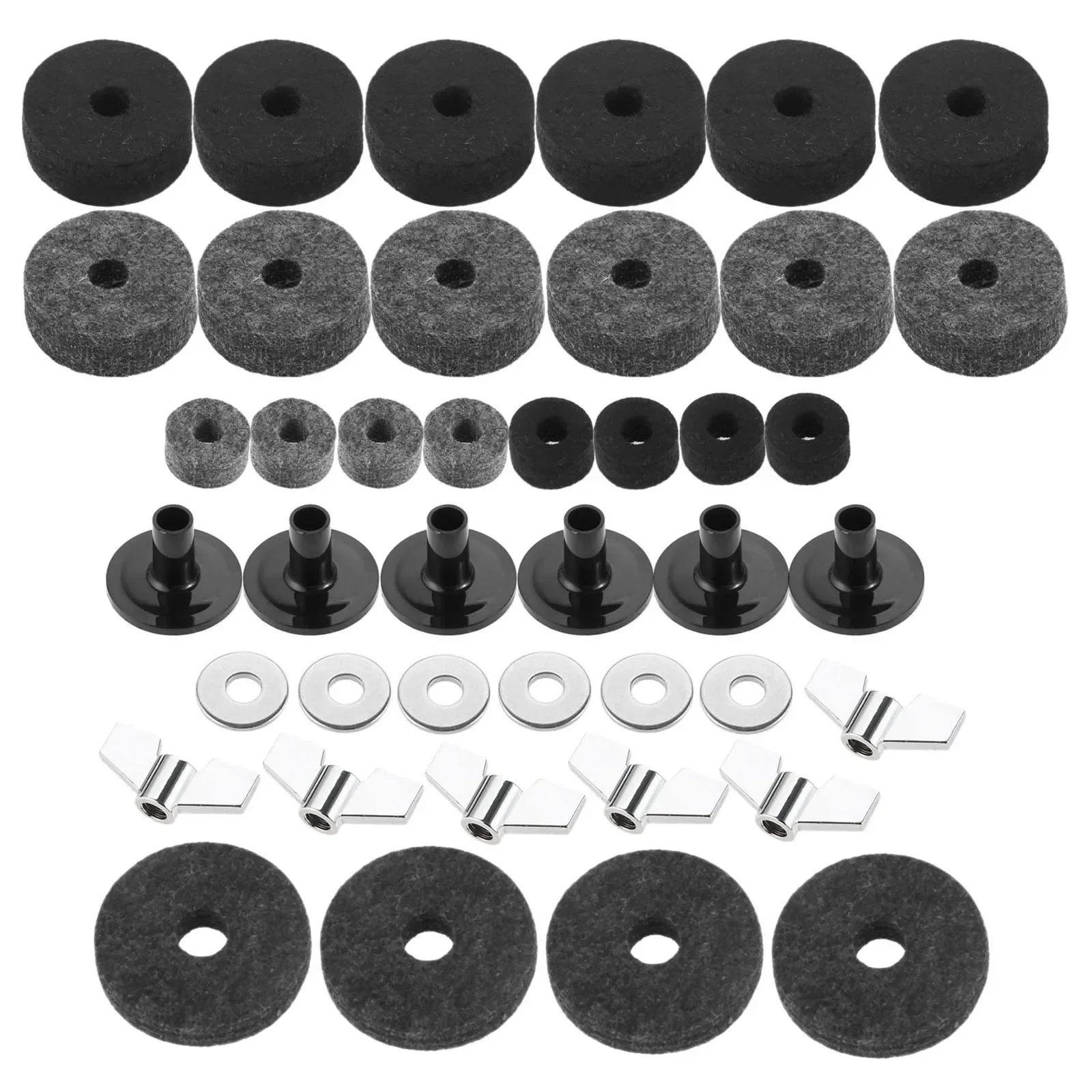 Cymbal Felts Hi-Hat Clutch Felt Hi Hat Cup Felt Cymbal Stand Sleeves with Base Wing Nuts and Cymbal Washer for Drum Set of 21Pcs