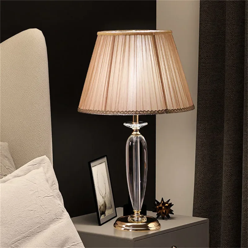BERTH Fashionable Modern Crystal Table Lamp LED Luxury Living Room Bedroom Study Villa Hotel Home Decoration Light