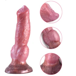 FAAK Animal Dildo Big Dog Knot With Sucker Fantasy Chihuahua Penis Liquid Silicone Plug Anal For Women Masturbator Adult Product