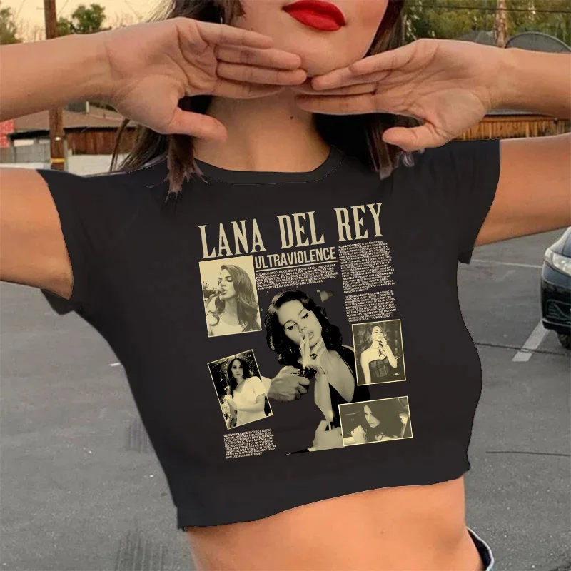 Crop Top Lana Del Rey Ldr Sailing Graphics T Shirt Cropped Harajuku Women Vintage Short-Sleeve T-Shirt Streetwear Female Tshirt