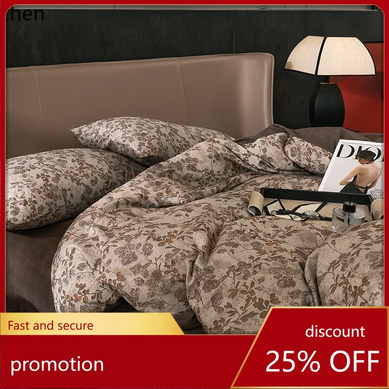 

ZML all-cotton four-piece set, color-woven jacquard duvet cover bedding, washable and stain-resistant