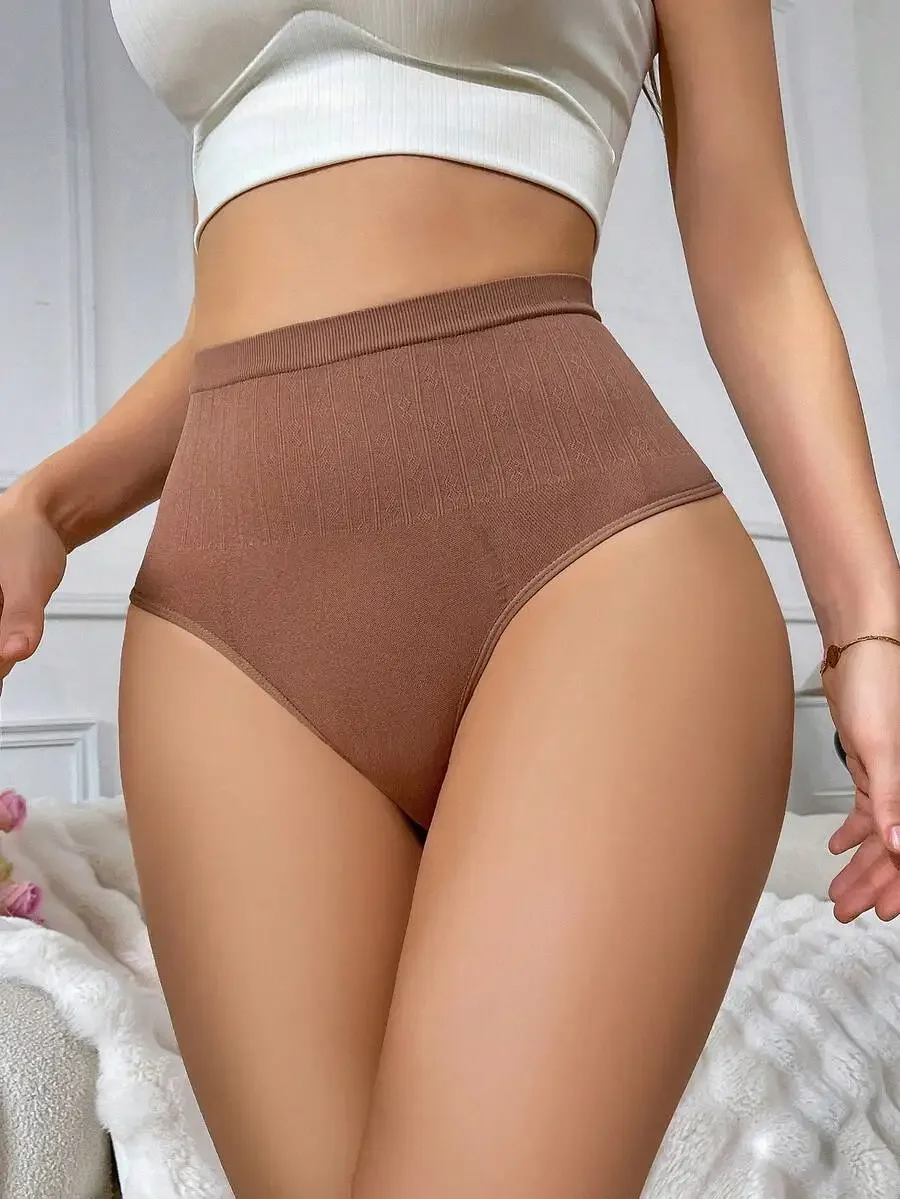 

High Waist Thong Panties For Women Solid Color Comfortable Underwear