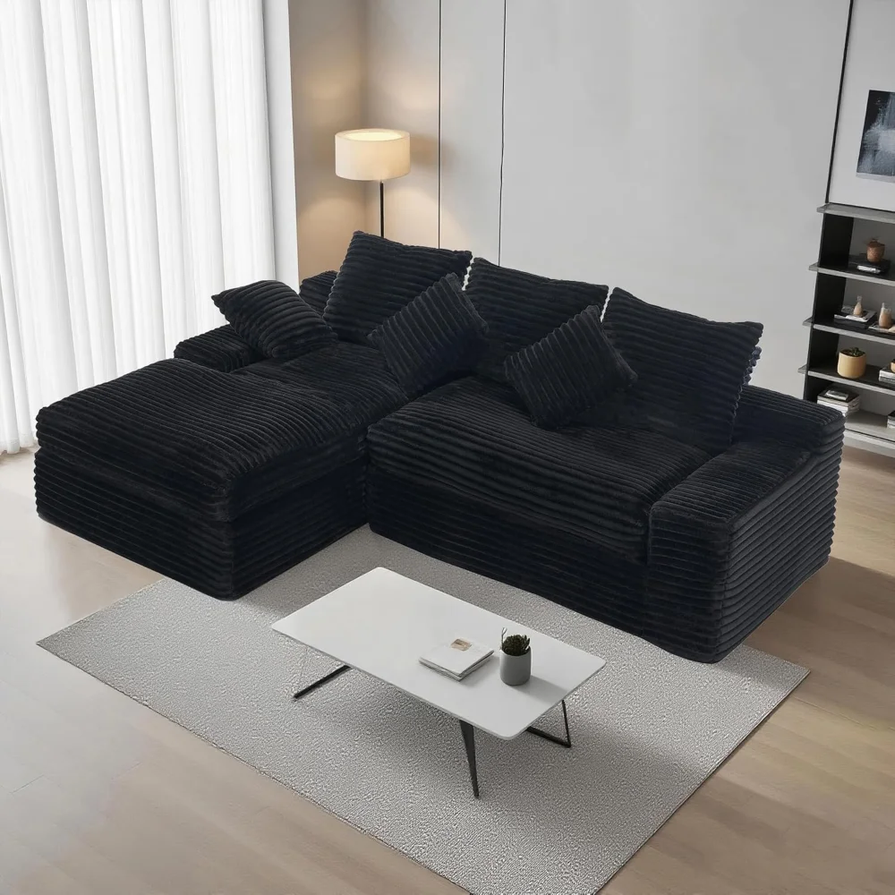 

98'' Modular Sectional Sofa, Cloud Sectional Couch with Deep Seat, L-Shape Sofa Couch with Chaise