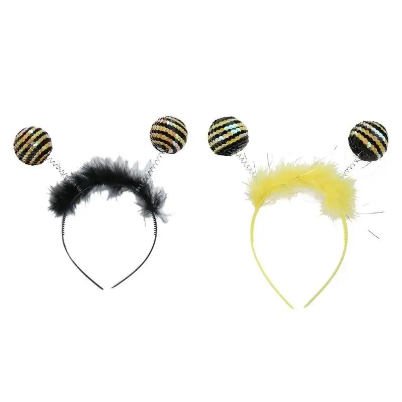 

P9FE повязки на голову с животными для Хэллоуина, украшения, обруч для волос с пчелиной антенной и перьями для детей и взрослых,