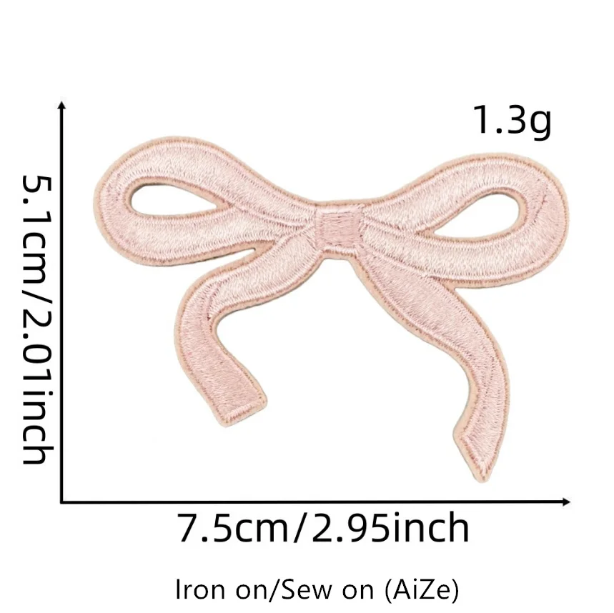 10 Pcs Bowknot Embroidered Patches Iron On Clothing Hat Bag Shoe Repair Material Phone Gift Box Decor DIY Accessory