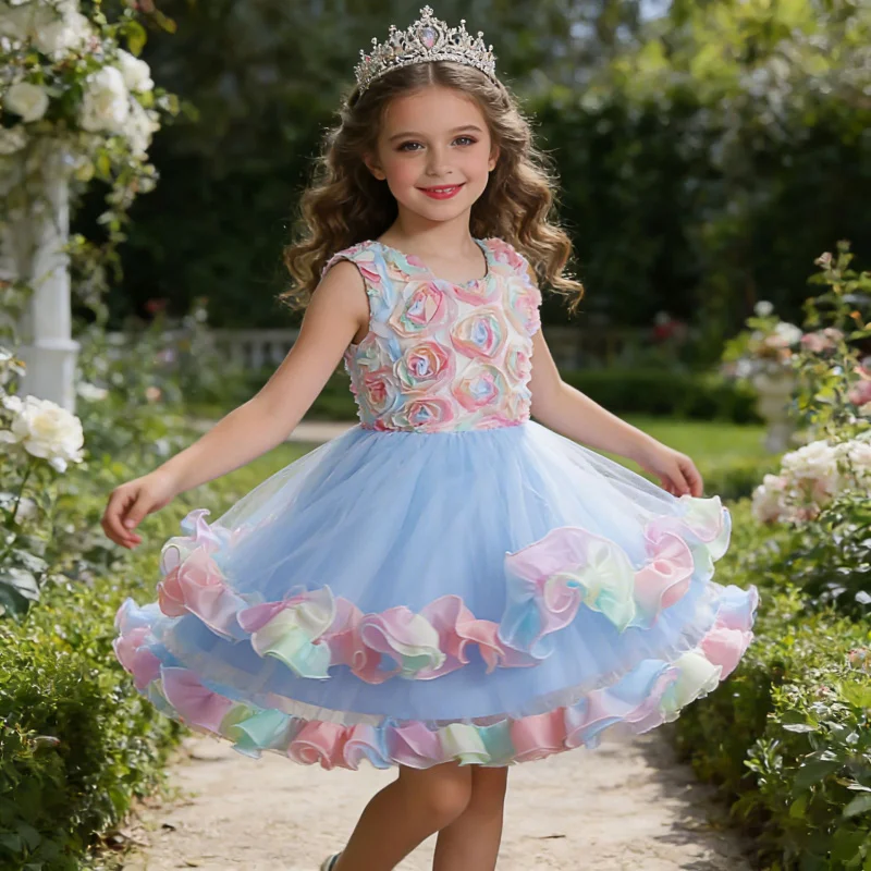 Children's formal dresses, princess dresses, toddler floral dresses, flower girl wedding dresses in stock