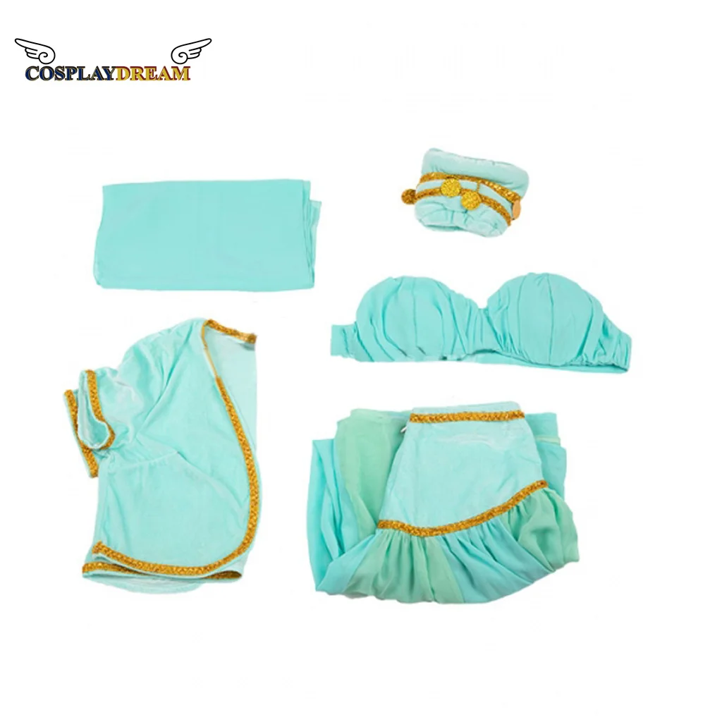 أحلم جيني تأثيري حلي شقيقة جيني جيني II فستان أخضر فستان راقصة شرقية عربية أنثى هالوين زي #5