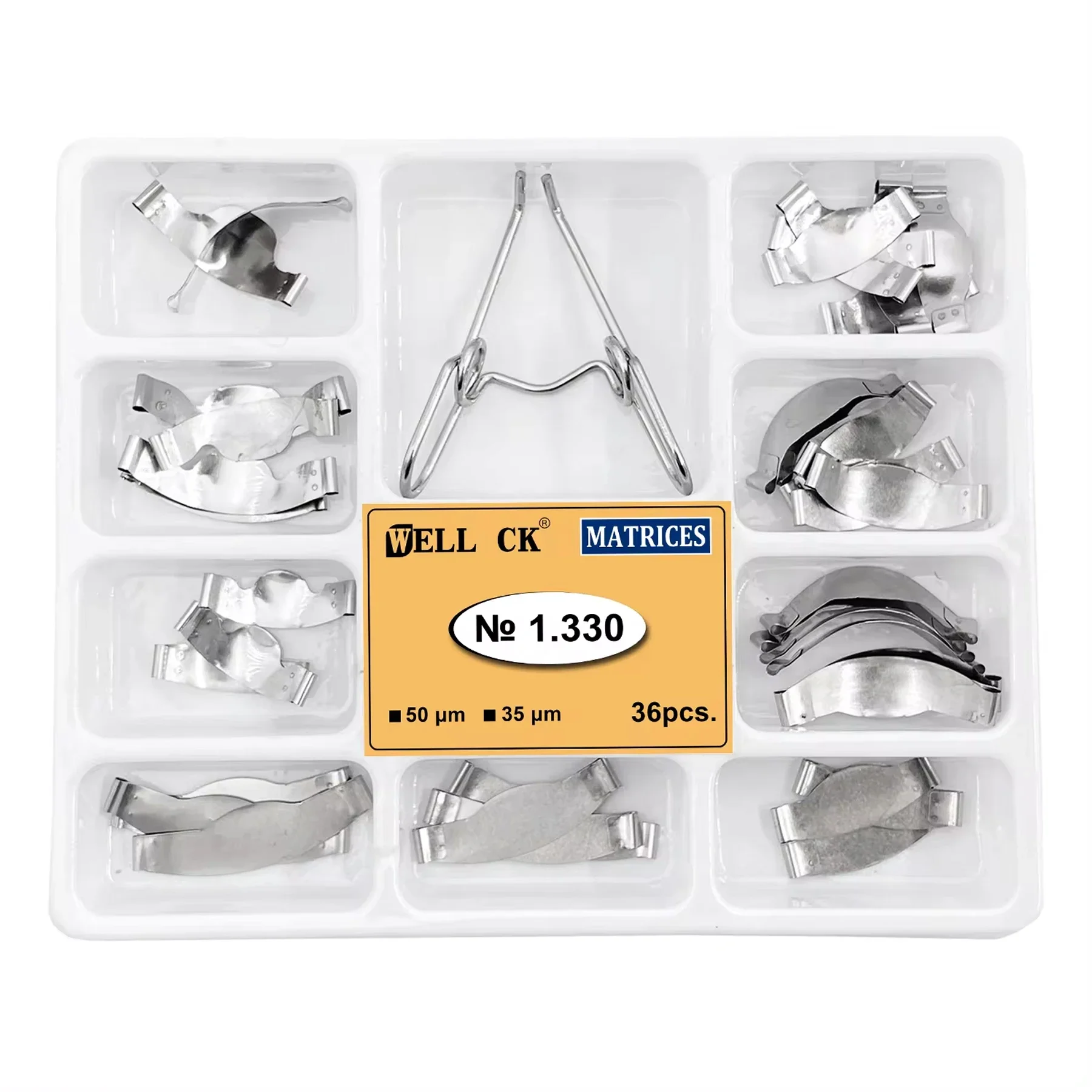 Tomenty-matriz Dental con Clip de resorte No.1.330, matrices metálicas contorneadas seccionales, kit completo para herramientas Dentsit de repuesto de dientes