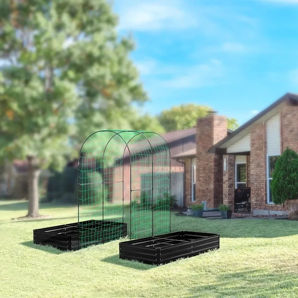 

For Galvanized elevated garden bed for vegetables, flowers, and herbs, with grid, plant labels, and plant ties