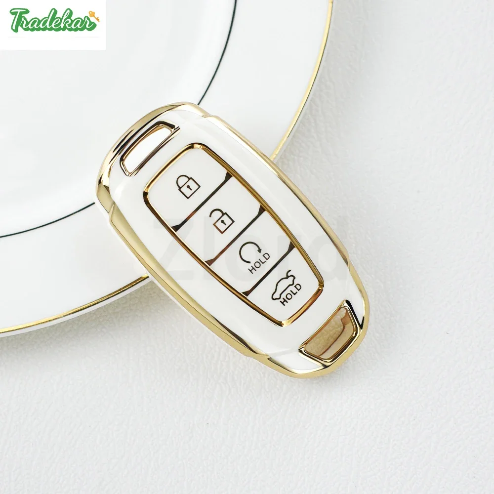 Car Key Cover  gold edge TPU  for Hyundai I30 Ix35 Kona Encino Solaris Azera Grandeur Ig Accent TM Palisade Santa Fe Accessories