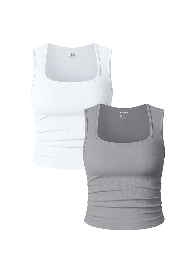 Women U Neck Ribbed Tank Top Summer Basic Elastic Solid Color Top Sexy Sleeveless Casual Sports Yoga Women's Vest image 2