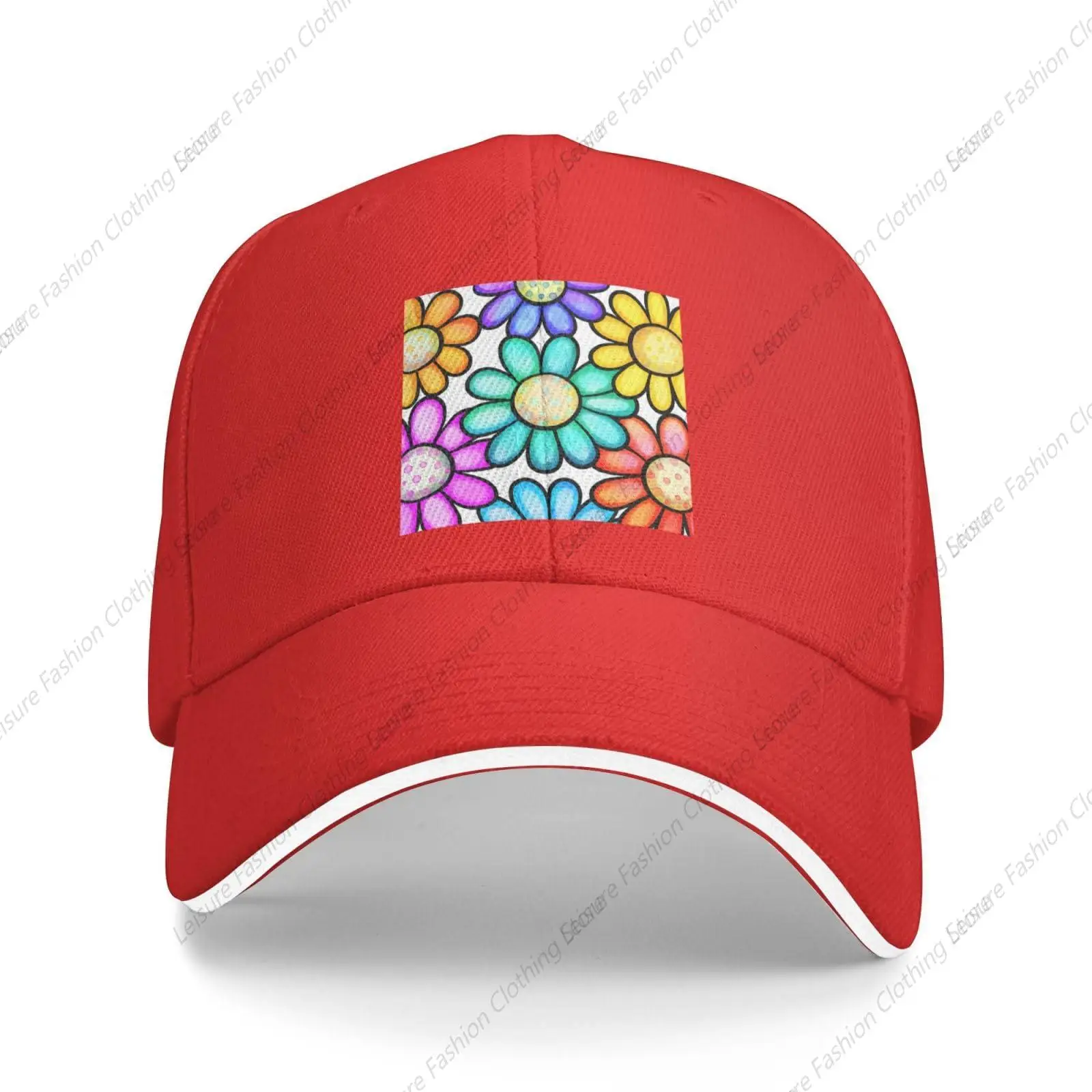 Colorful Chrysanthemums Trucker Baseball Cap for Men Women Hat Sandwich Brim Dad Hats