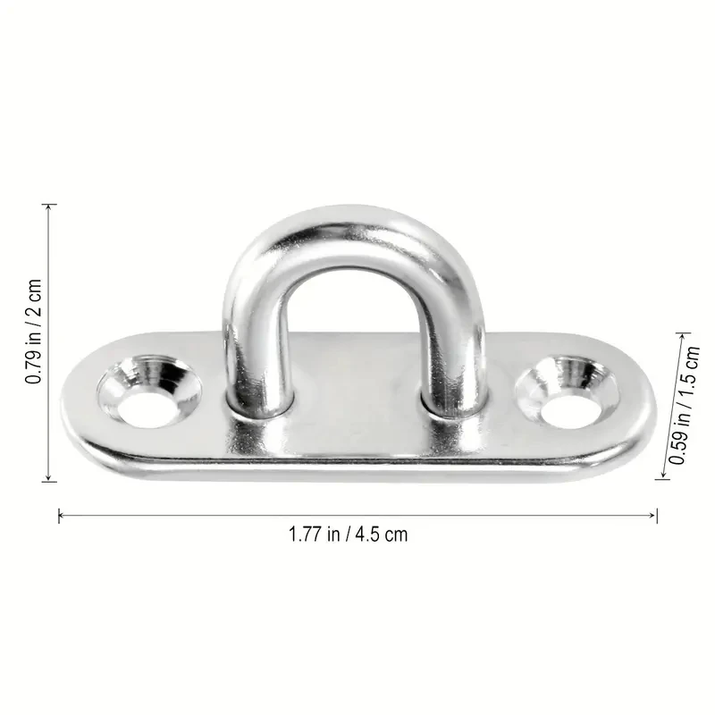 5-Piece Heavy-Duty Stainless Steel Eye Plate Hooks - Wall & Ceiling Mount, U-Boat Design For Garage Hammocks And More