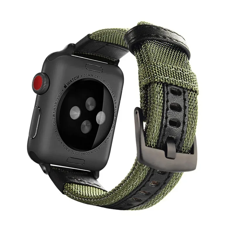 

Nylon+Leather strap for apple watch band 45mm 44mm 40mm 49mm 41mm 38mm 42mm bracelet iwatch series 9 8 7 6 5 3 se ultra 2 bands