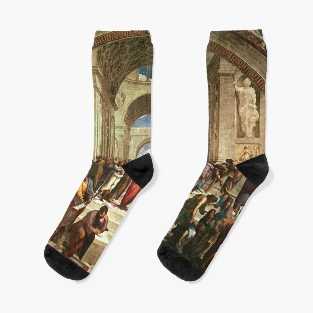 

Raphael | School of Athens Socks winter thermal hip hop christmas gift Antiskid soccer Socks Woman Men's