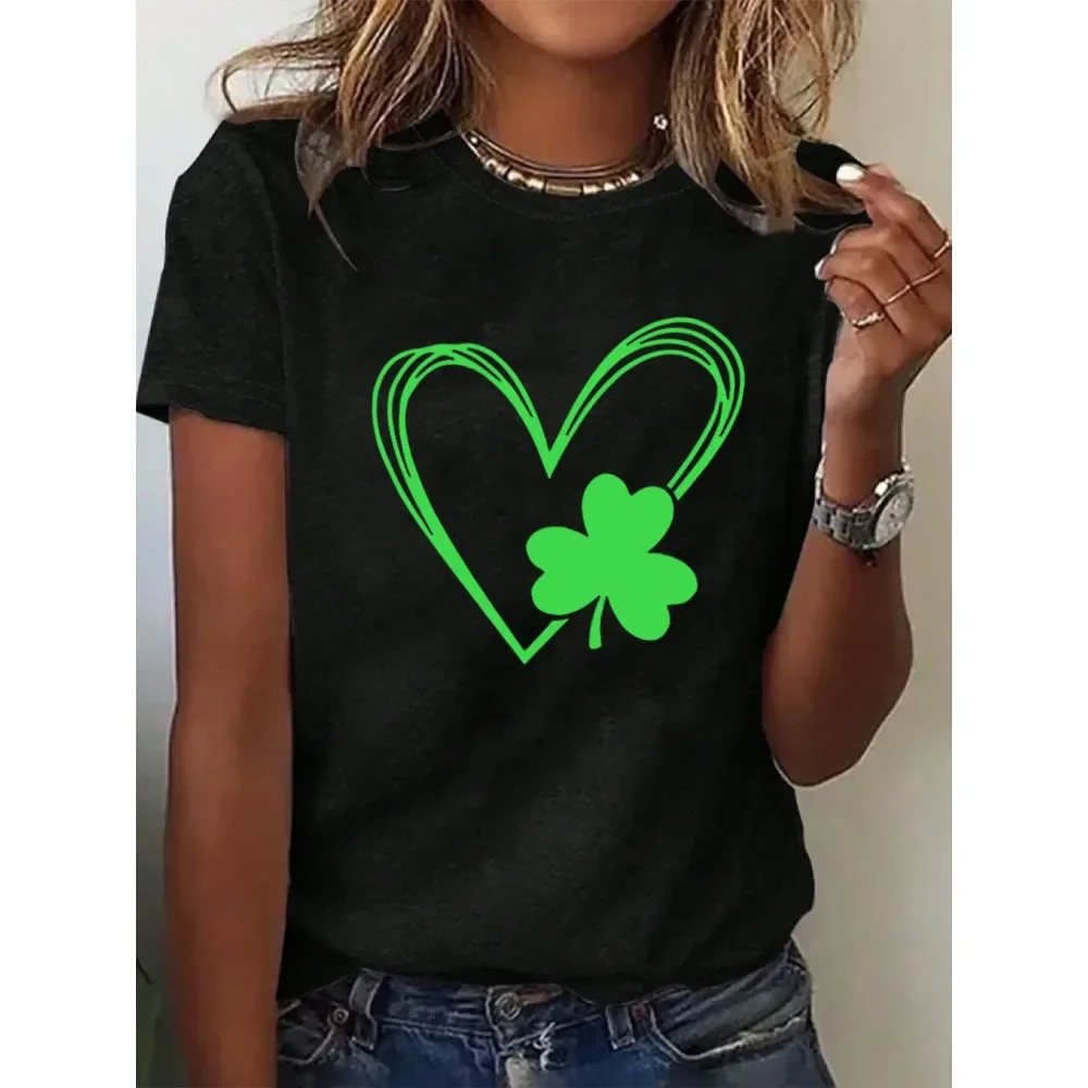 Ireland St. Patrick's Day Green Shamrocks Printed Men Women Unisex Fashion Casual Round Neck Short Sleeve T-shirts