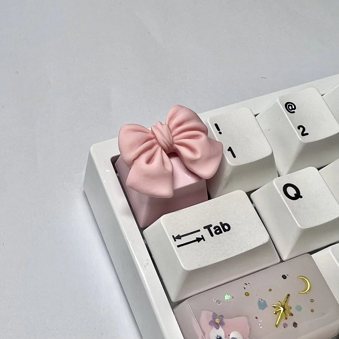 IDeal Cute Bowknot ABS Keycaps OEM R4 Cross Shaft Mechanical Gaming Keyboard Personality ESC Key Cap No Backlit Pink White Cap