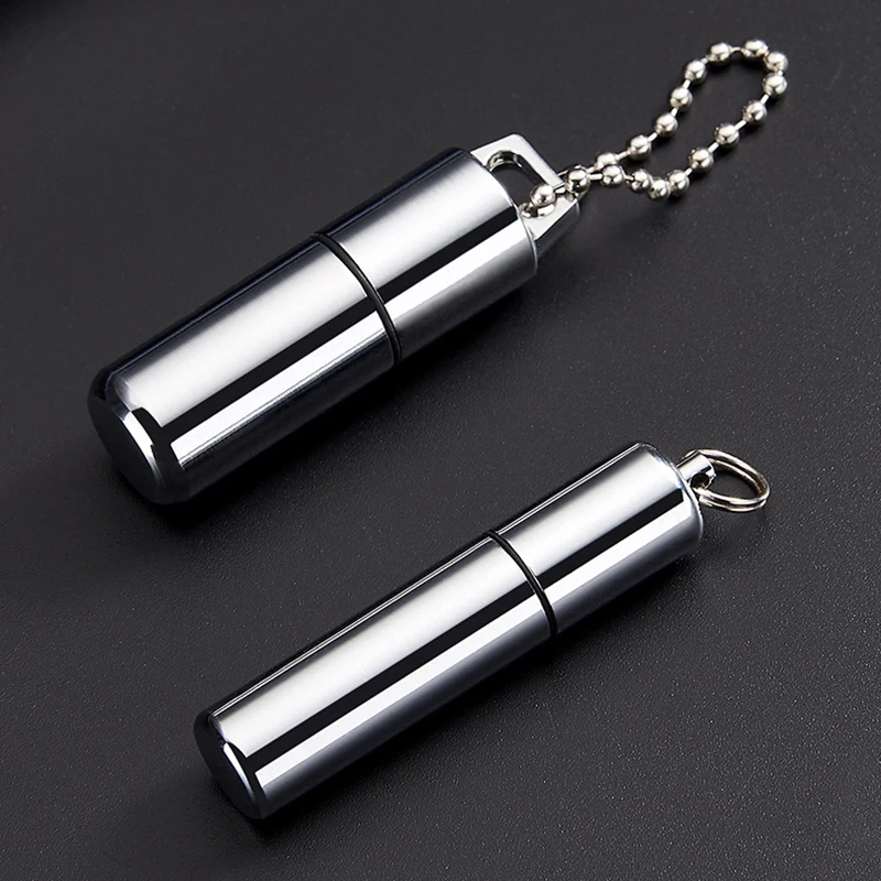 Small Mini Keychain Kerosene Lighter Portable Waterproof Cigarette Lighter Outdoor Survival Tools Sand Wheel Lighter