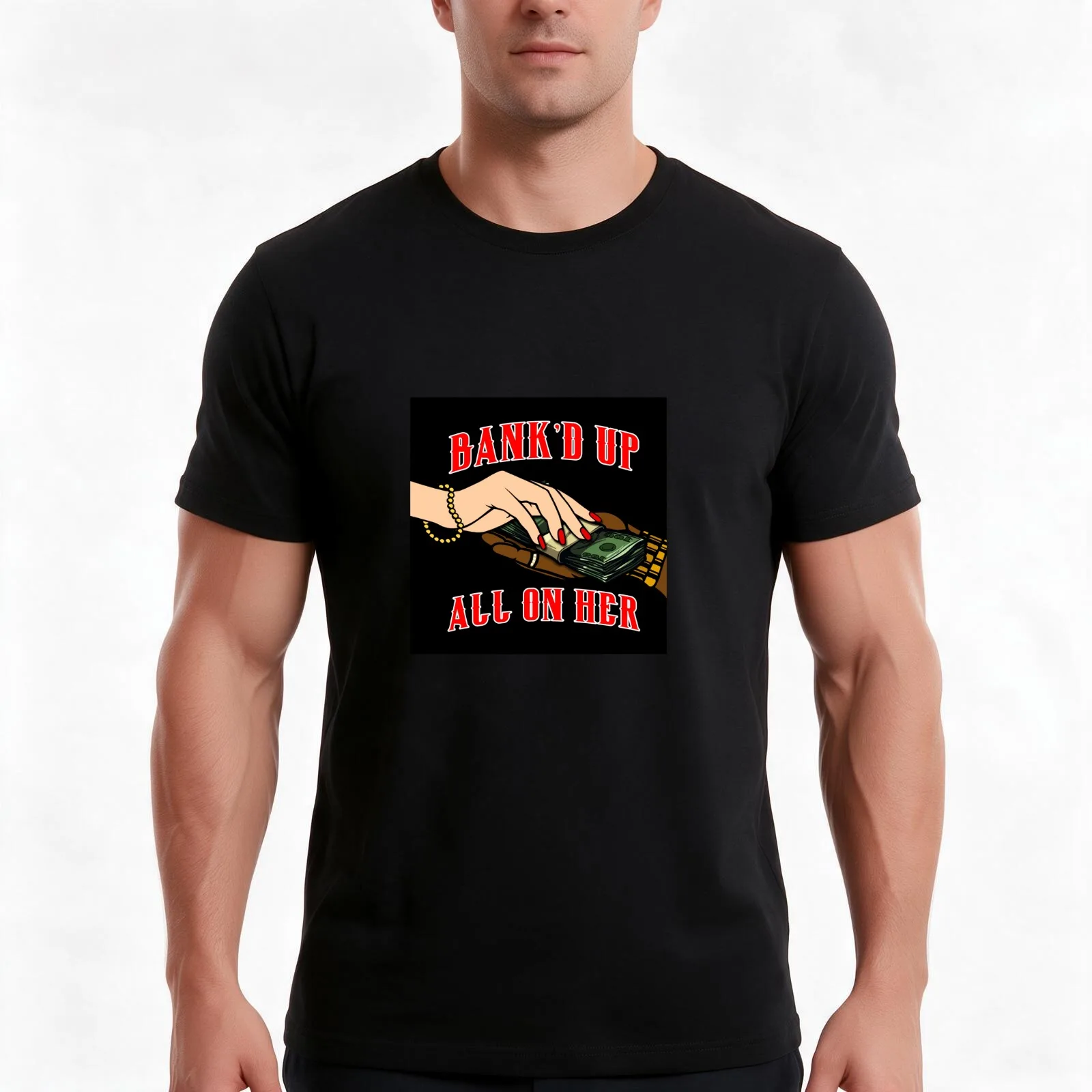 BLACK and RED(ALL ON HER) (MERCS) T-Shirt Summer Casual Cotton Tee Oversized Streetwear Tops Vintage Graphic Print