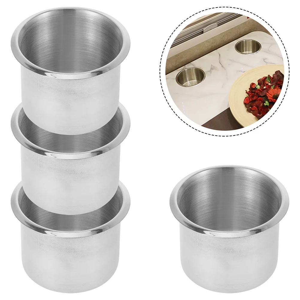 

4pcs Stainless Steel Cup Holder For Boat Recessed Drop-In Design Universal Drink Bottle Can Mount Marine Rv Yacht Car Use