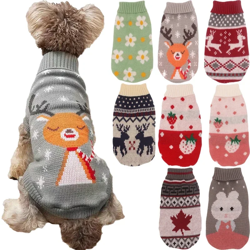 

Christmas Knitte Dog Sweater Pet Clothes for Small Medium Dogs Winter Warm Cat Sweater Corgi Teddy Coat Pet New Year Supplies