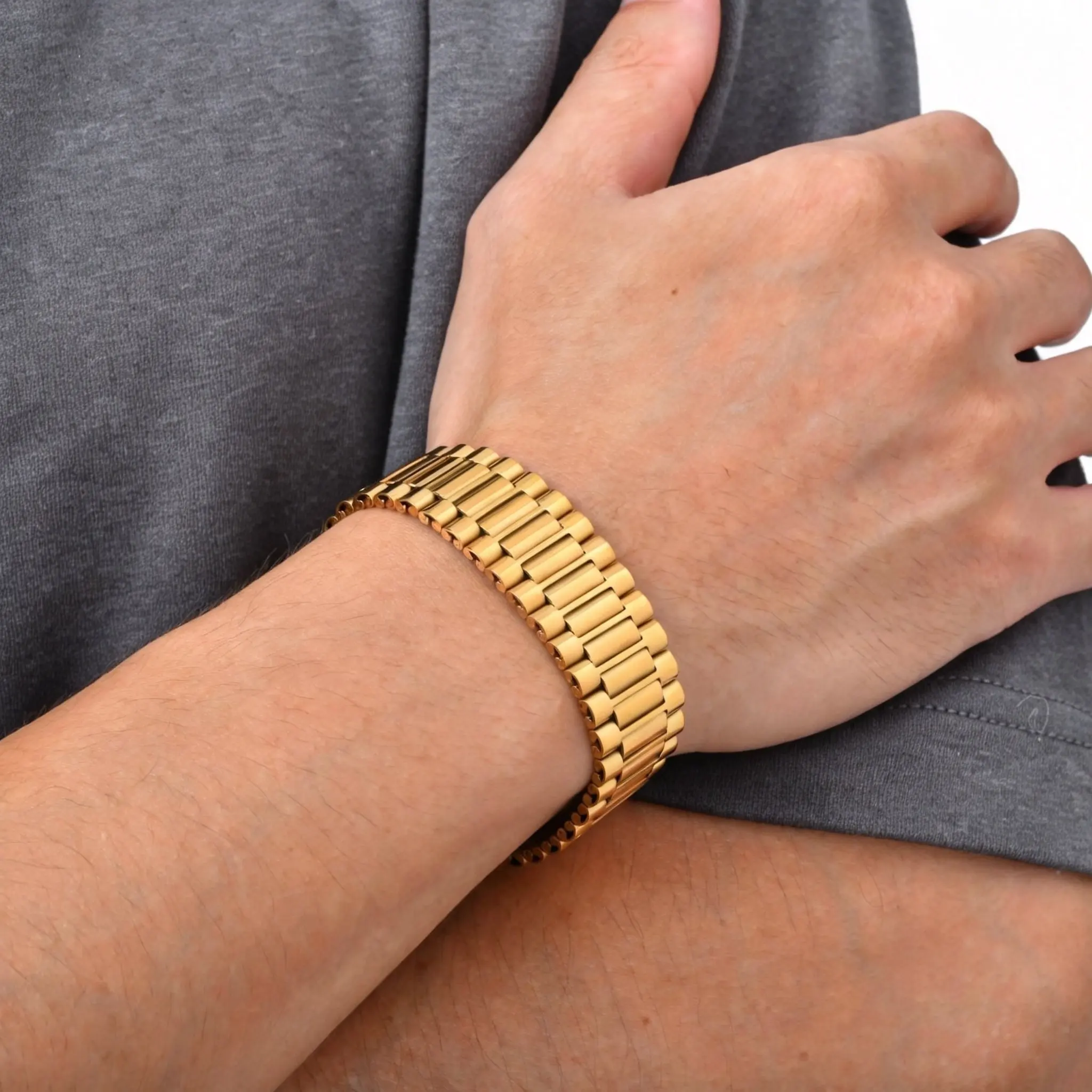 18MM Chunky Men's Strap Chain Bracelet,Stainless Steel Watch Chain Wristband,Birthday Jewelry Gift