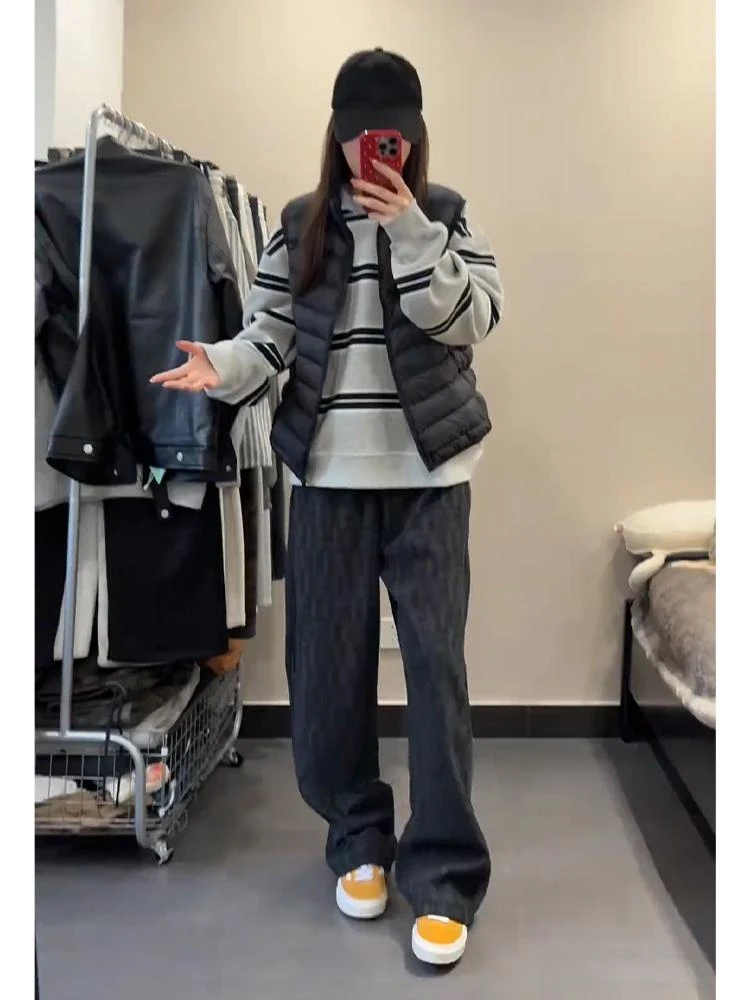 Black Tie Dye Loose Fit Straight Leg Casual Pants Men's American Sporty Drapey Wide Leg Trousers Fashionable Slimming Effect