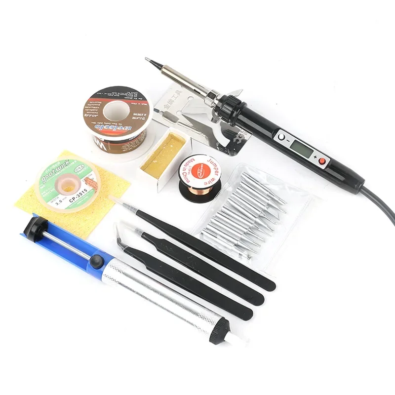 90W Temperature Adjustable LCD Digital Electrical Soldering Iron Soldering Station DIY Welding Tools Induction Sleep Function