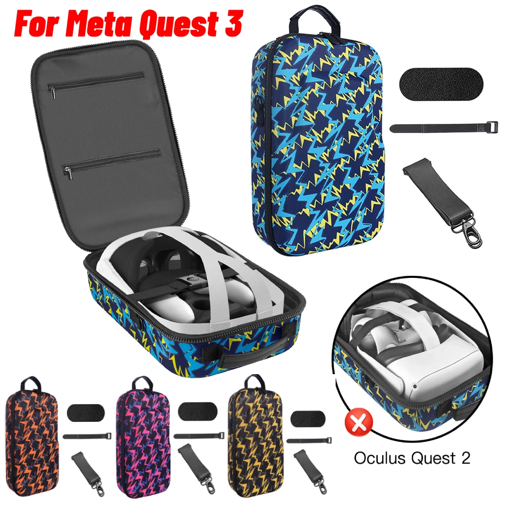 Portable Carrying Case for Meta Quest3 Headset Controllers Storage Bag EVA Hard Shell with Mesh Bag for Meta Quest3 VR Accessori