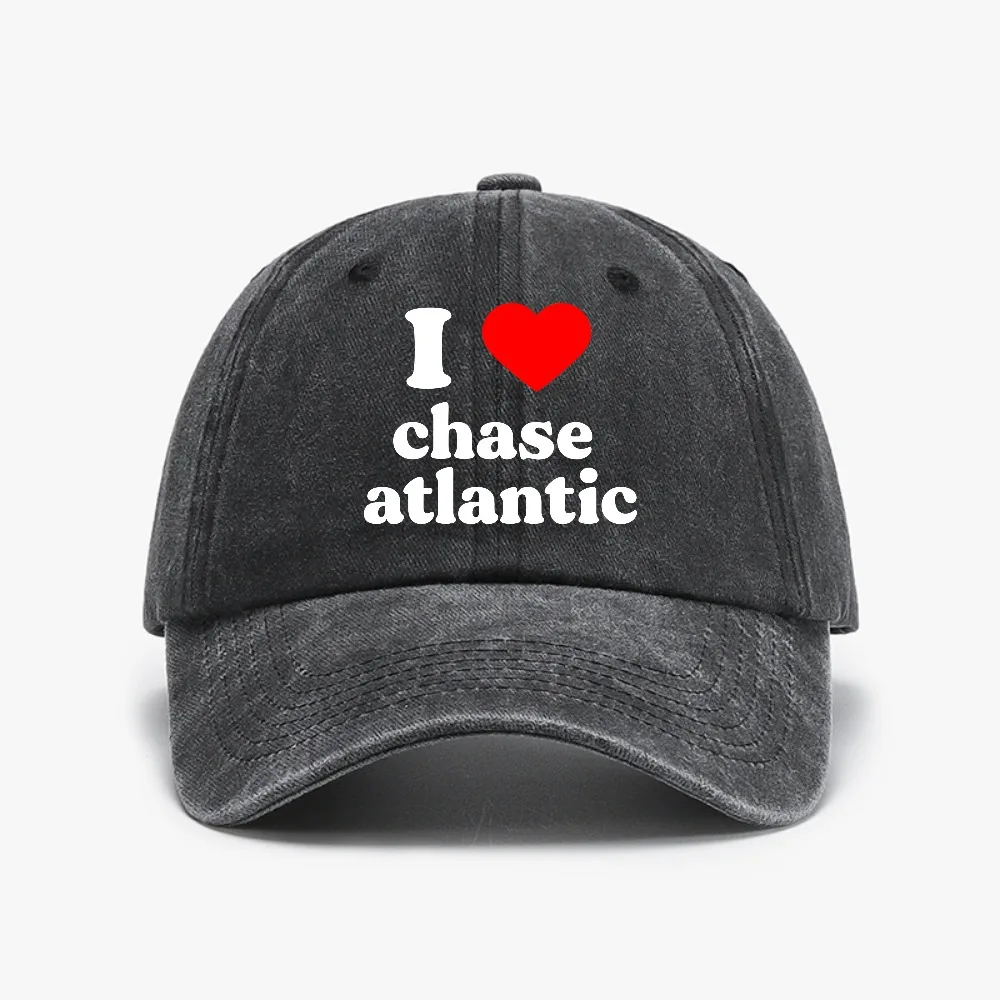 

I Love Chase Atlantic hat Vintage Cool men women Outdoor Washed denim baseball cap Adjustable Sun Protection Casual hats