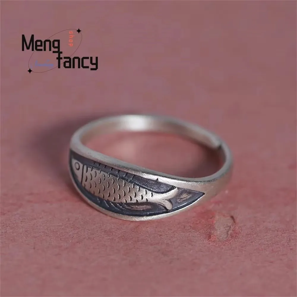 Classic Fashion Pop Retro Koi Fish Ring Salted Simple Elegant High-grade Style Exquisite Couple Luxury Quality Fashion Jewelry