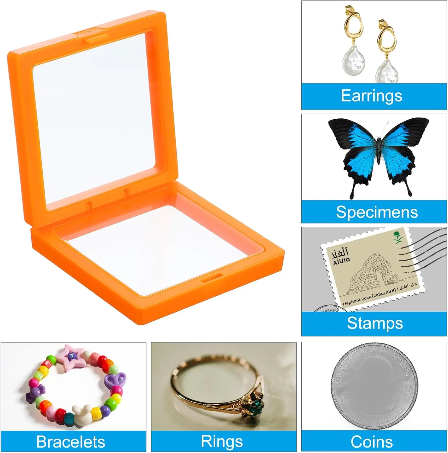 10pcs Color 3D Suspended Jewelry Box Multi Specification Elastic Stretch Earrings Rings Broochs Bracelets Nail Art Storage Box