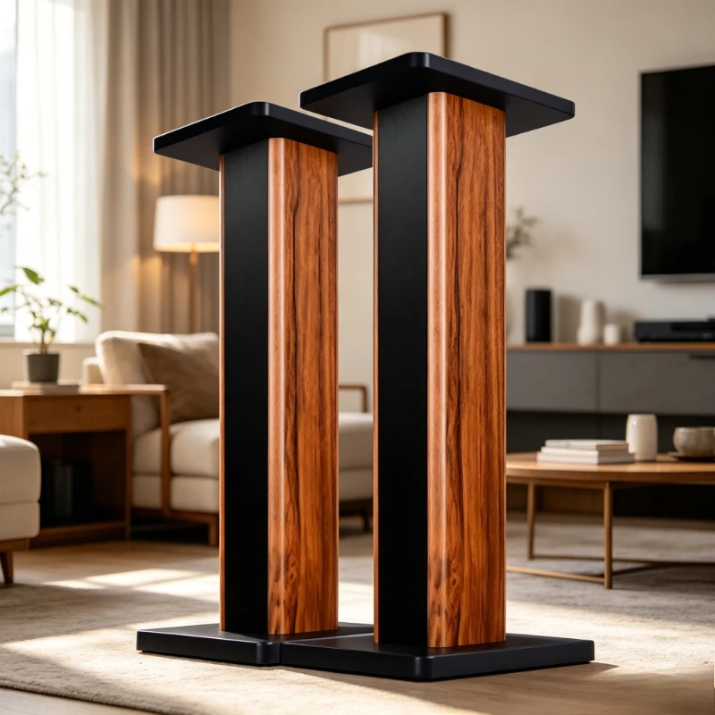 Solid Wood Speaker Stand Floor Standing Bookshelf Speaker for Home Theater Pair Wooden Audio Rack for Living Room Surround Sound