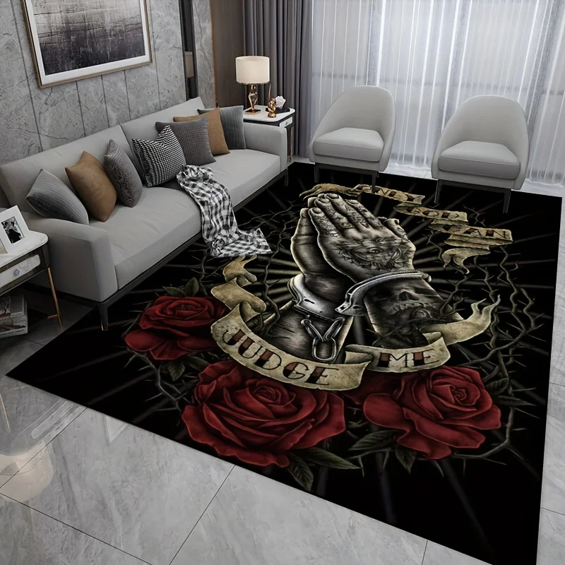 Paillasson pour mains de tatouage « Only Gods Can Judge Me », tapis antidérapant lavable en machine pour une décoration intérieure et extérieure multi-chambre