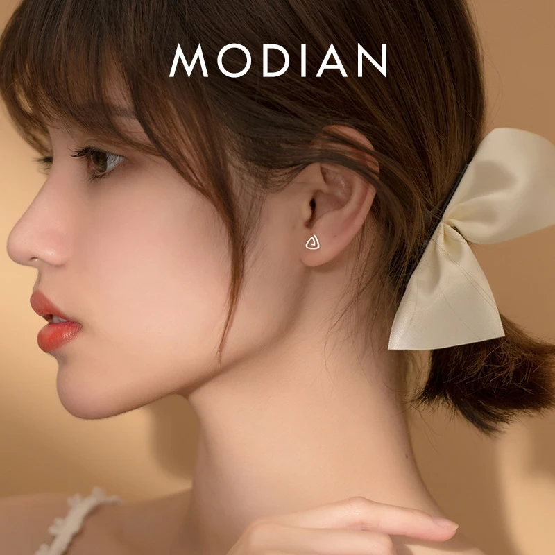 

Modian Authentic 925 Sterling Silver Minimalist Geometric Triangle Tiny Stud Earring for Women Korea Style Ear Pin Fine Jewelry