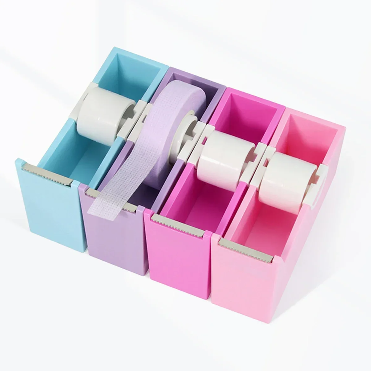 Dispenser per estensione ciglia Supporto per nastro per innesto Base per ciglia Nastro rotante in plastica per taglio Strumento per trucco Taglierina per nastro adesivo per ciglia